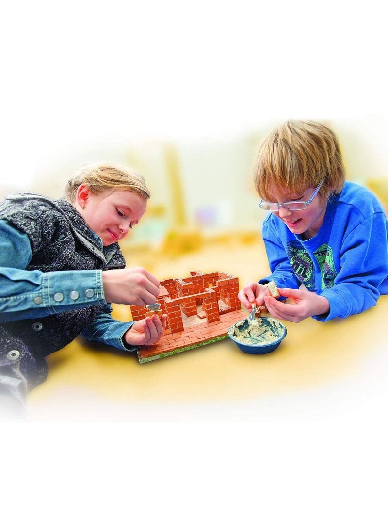 2 in 1 Small Cottage Design 85 pieces Brick Construction Set Toy STEM Building Kit with Real Bricks and Mortar Made in Germany TEI 1024
