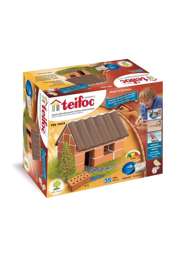 Small Family House 35 pieces Brick Construction Set Toy STEM Building Kit with Real Bricks and Mortar Made in Germany TEI 1024