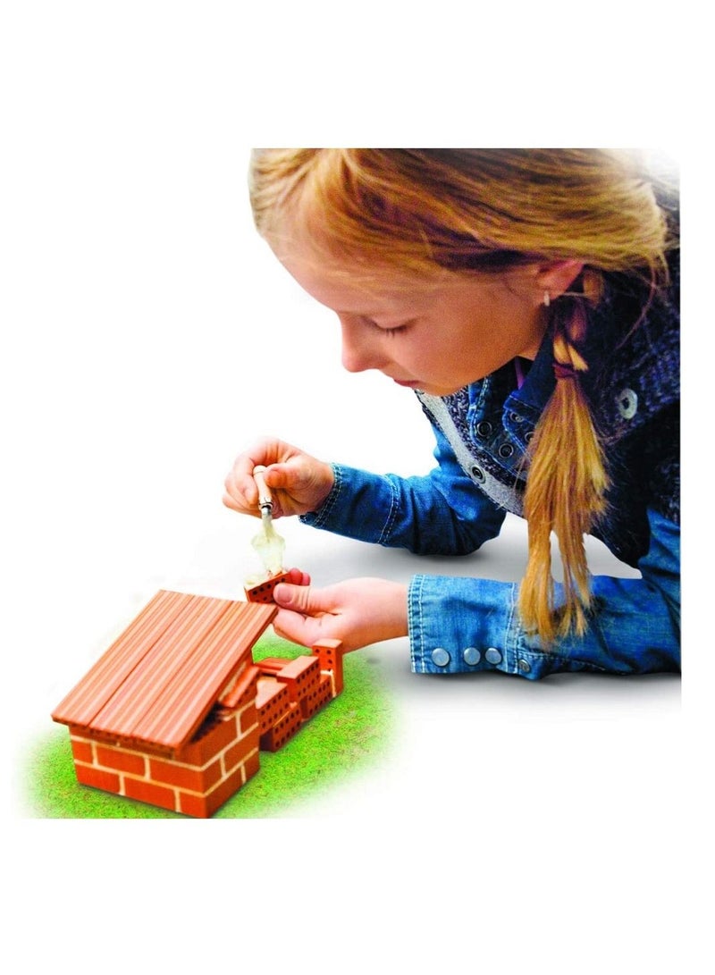 Small Family House 35 pieces Brick Construction Set Toy STEM Building Kit with Real Bricks and Mortar Made in Germany TEI 1024