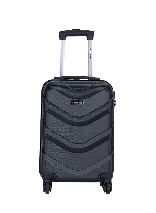 Single Hardside Spinner ABS Trolley Luggage With Number Lock Dark Black 20 Inches