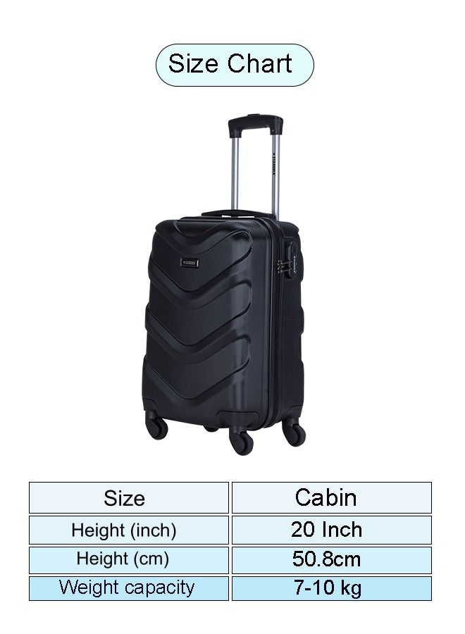 Single Hardside Spinner ABS Trolley Luggage With Number Lock Dark Black 20 Inches