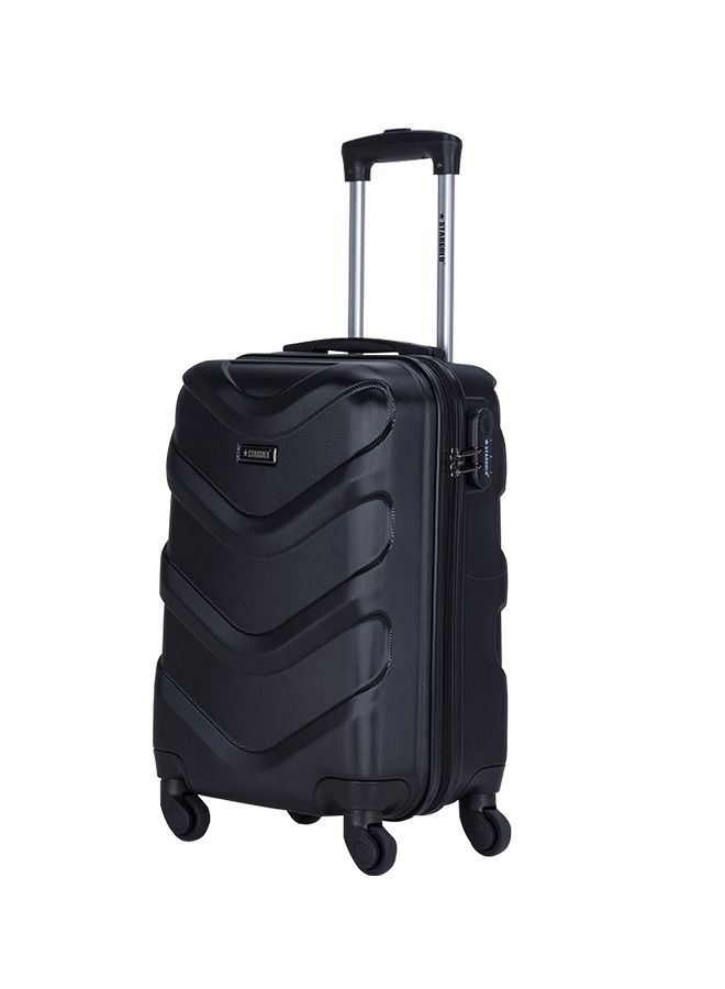 Single Hardside Spinner ABS Trolley Luggage With Number Lock Dark Black 20 Inches