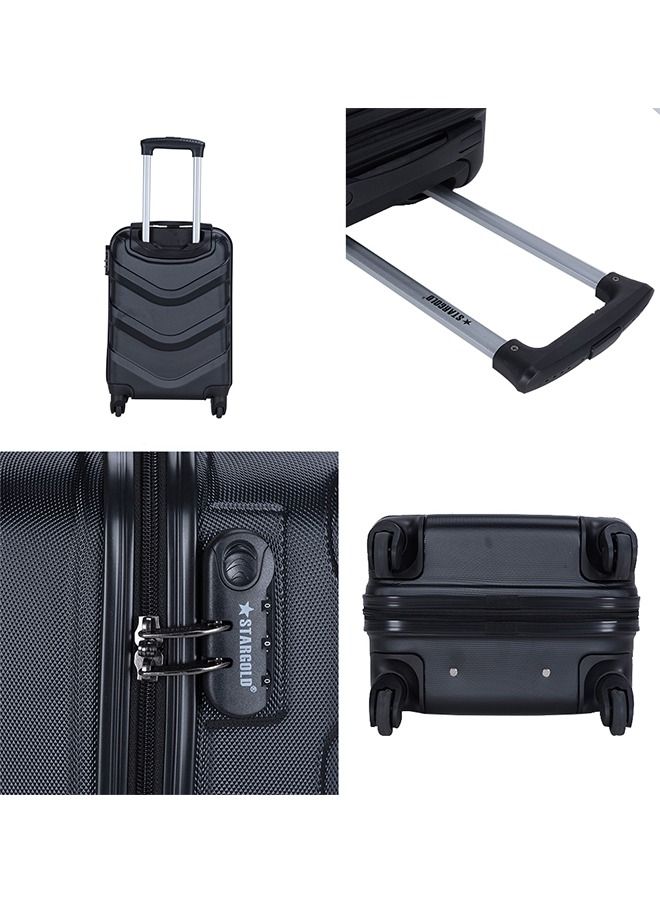 Single Hardside Spinner ABS Trolley Luggage With Number Lock Dark Black 20 Inches