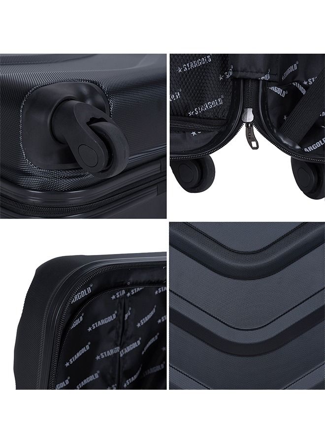 Single Hardside Spinner ABS Trolley Luggage With Number Lock Dark Black 20 Inches