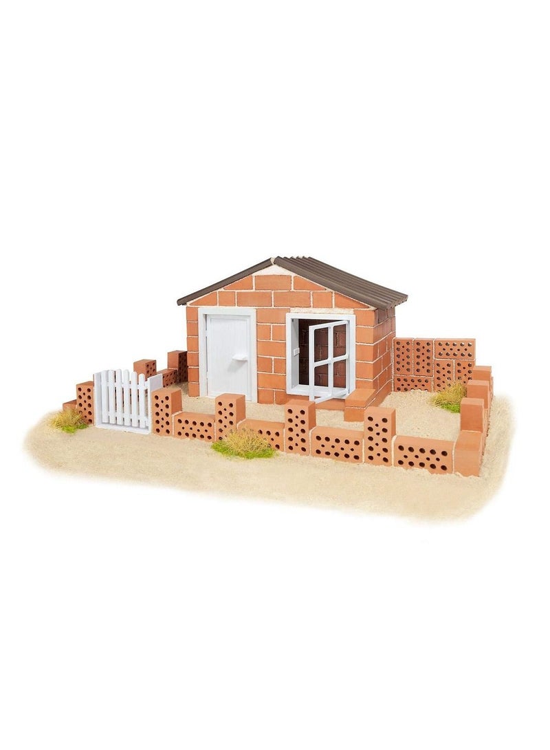 Brick Construction Toy Set Summer Cottage Beach House 130 pieces STEM Building Kit with Real Bricks and Mortar Made in Germany TEI 4500