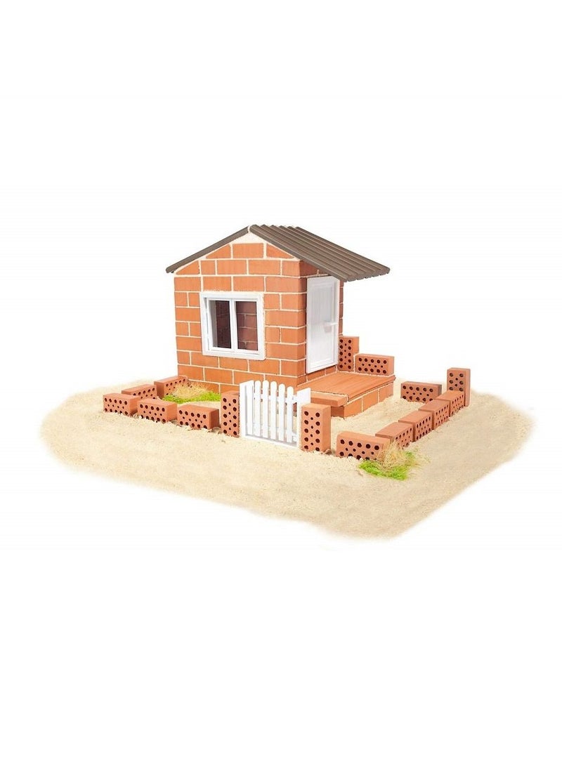 Brick Construction Toy Set Summer Cottage Beach House 130 pieces STEM Building Kit with Real Bricks and Mortar Made in Germany TEI 4500