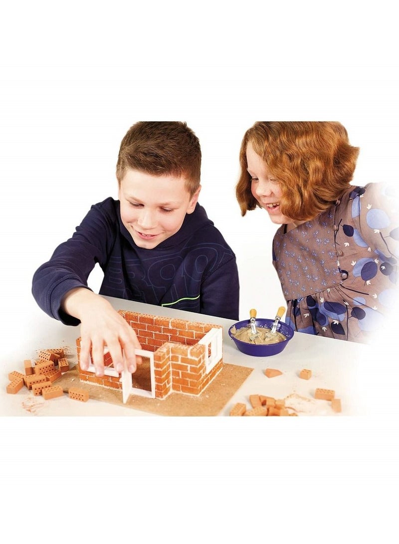 Brick Construction Toy Set Summer Cottage Beach House 130 pieces STEM Building Kit with Real Bricks and Mortar Made in Germany TEI 4500