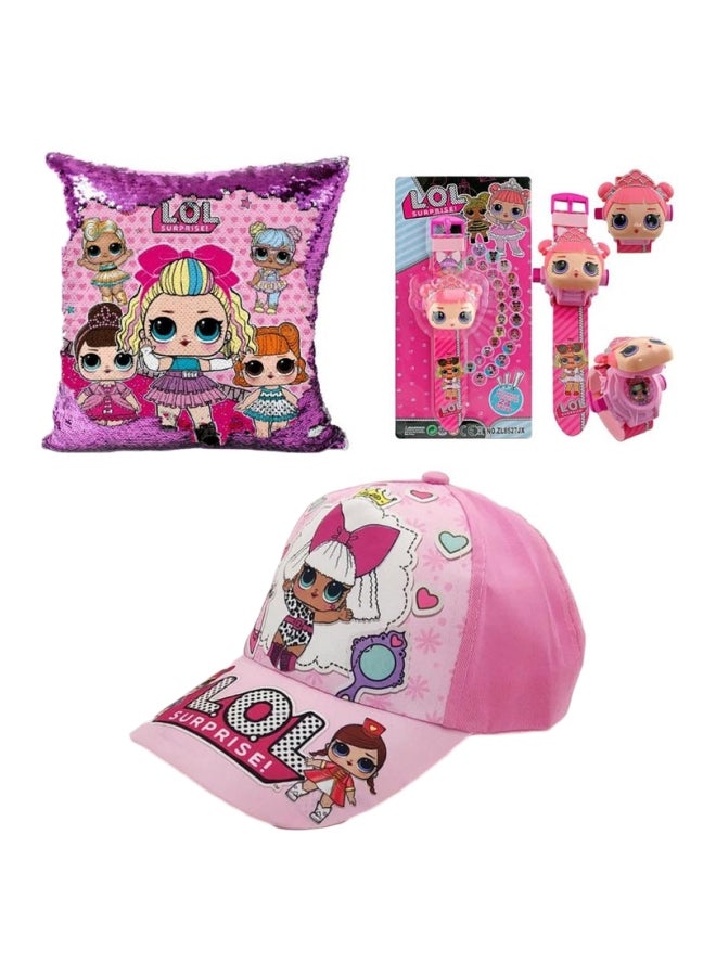 Watch With Image Projector, Pillow Cushion Room Decor And Hat For Beach Sunny School pink