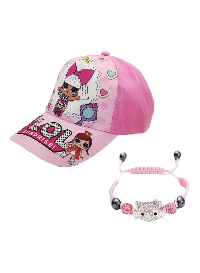 Bracelet and hat  for girls birthday gift pink   kitty rope pink
