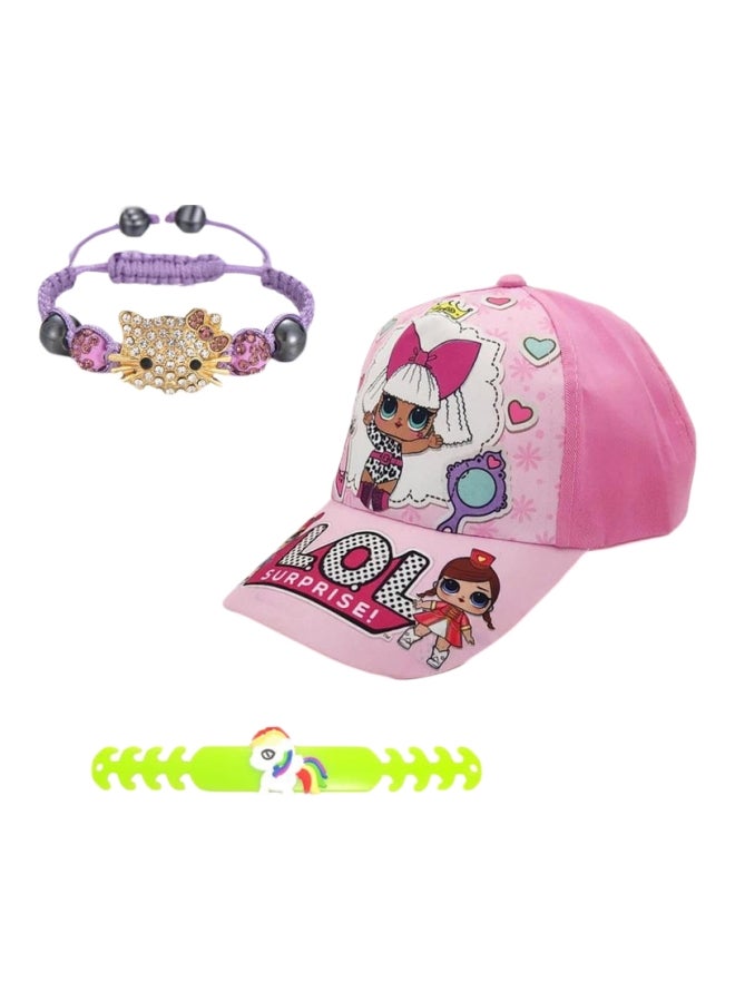 Bracelet, mask holder and hat for girls birthday gift purple   kitty rope purple