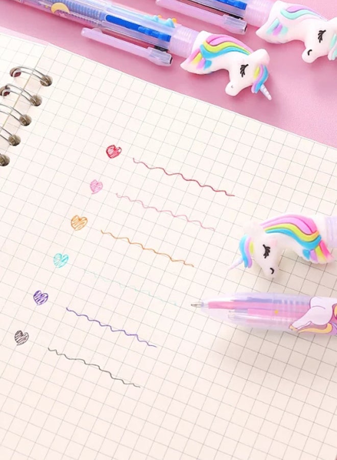 Set kids with multi color unicorn pen, colours and 3 mask holders multicolour