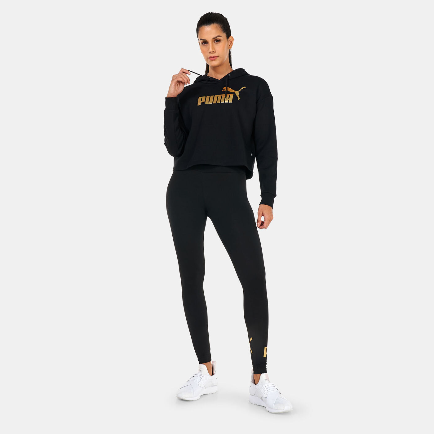 Women's Essentials+ Metallic Logo Cropped Hoodie
