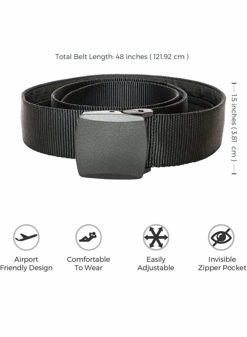 Money Belt for Men, Travel Security Belt with Hidden Money Compartment Pocket