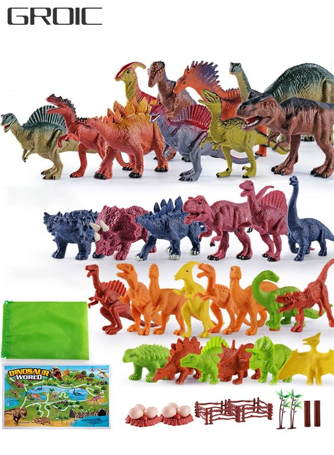 52 Pcs Dinosaur Toys Figures with Activity Play Mat, Jurassic Dinosaur Toys，Realistic Action Educational Dinosaur Figures for Kids Boys Girls