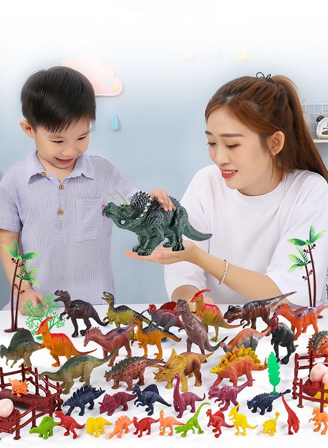 52 Pcs Dinosaur Toys Figures with Activity Play Mat, Jurassic Dinosaur Toys，Realistic Action Educational Dinosaur Figures for Kids Boys Girls