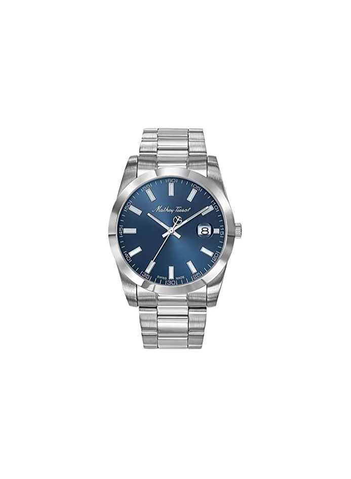 Mathey Tissot H450ABU Mens Quartz Watch, Analog Display and Stainless Steel Strap, Blue