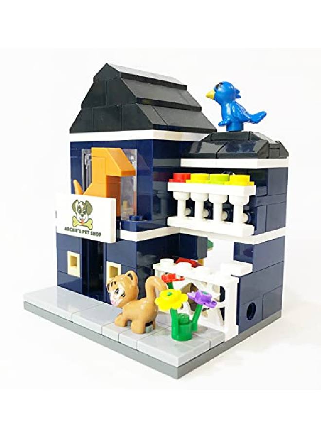 Exclusive Mini City Archie'S Pet Shop Model Custom Designed 155 Piece Set Compatible With Lego And Other Major Brick Brand Models Includes Animals Dog Cat Bird And More