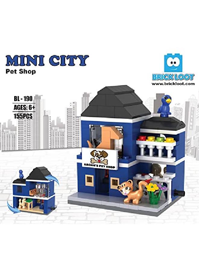 Exclusive Mini City Archie'S Pet Shop Model Custom Designed 155 Piece Set Compatible With Lego And Other Major Brick Brand Models Includes Animals Dog Cat Bird And More