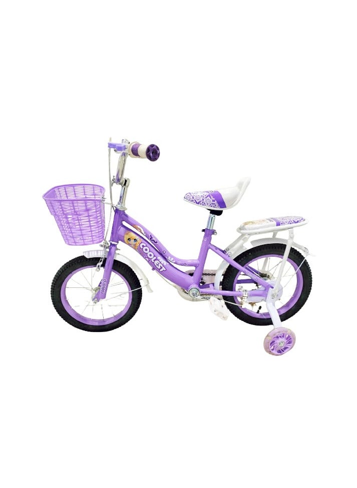 Girls bike Children Bicycle For Ages 4-7 Years With Training Wheels basket bell 16 Inches Purple