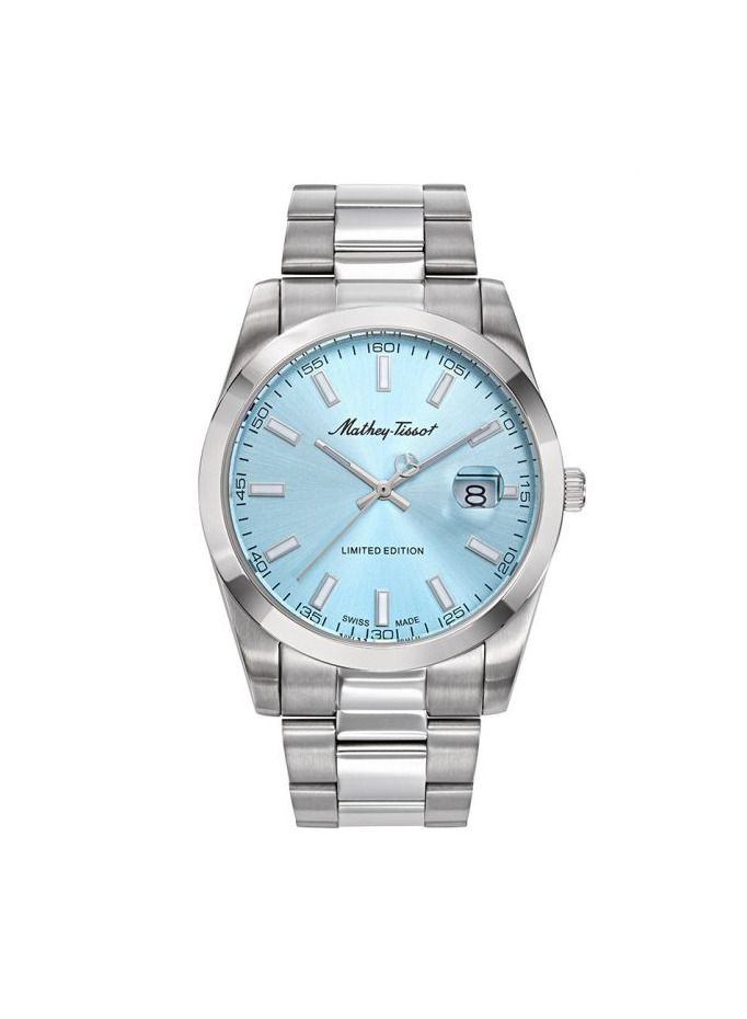 Men's Mathy I LE Stainless Steel Blue Dial Swiss Watch h451bu