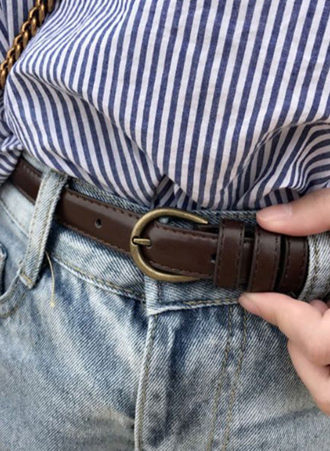 Women's Skinny Waist Strap Pin Buckle Belt Coffee