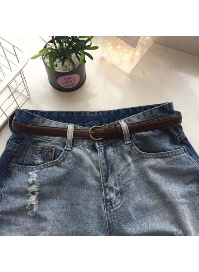 Women's Skinny Waist Strap Pin Buckle Belt Coffee