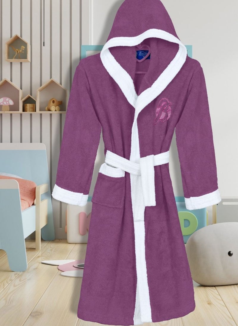 Cotton children's bathrobe with a pocket for unisex, 100% Egyptian cotton, ultra-soft, highly water-absorbent, color-fast and modern, ideal for daily use, resorts and spas, size  16