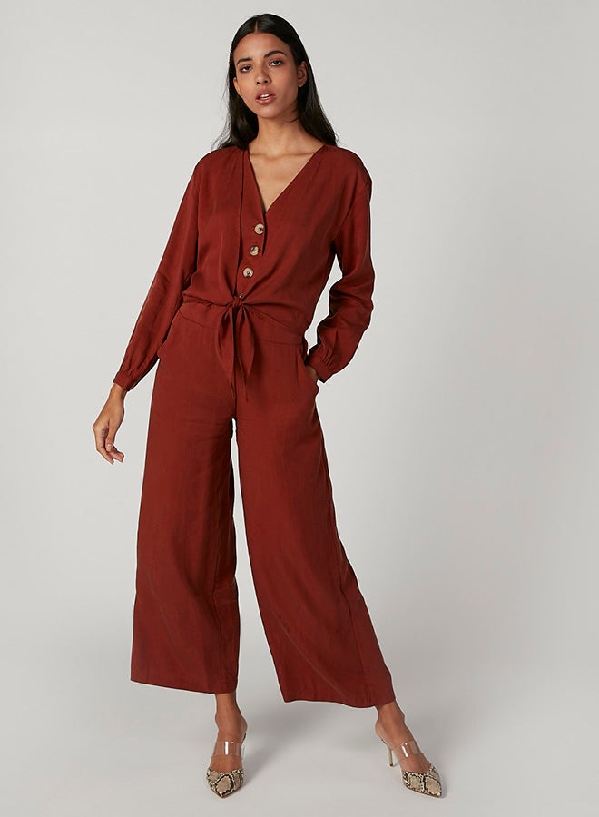 Blooming Meadows Retro Style Jumpsuit Red