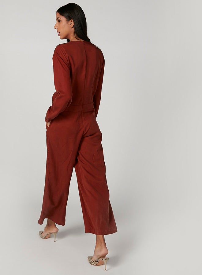 Blooming Meadows Retro Style Jumpsuit Red