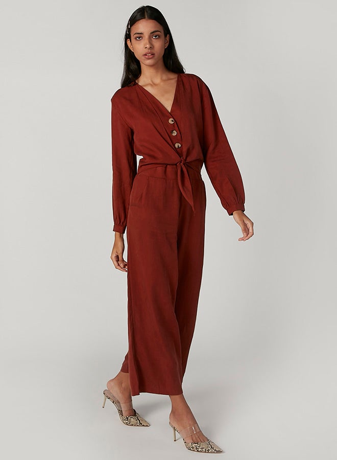 Blooming Meadows Retro Style Jumpsuit Red