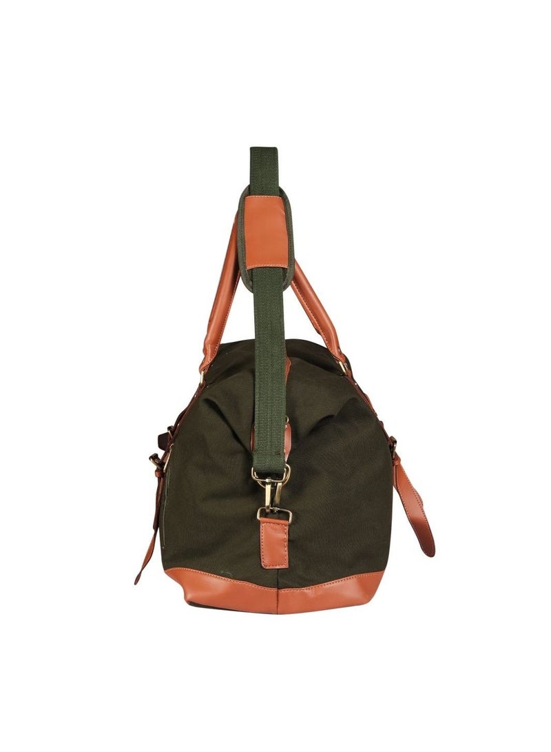 MOUNTHOOD Duffel / Duffle Bag for Men and Women - Premium Quality Long Lasting Canvas with Faux Leather - Green