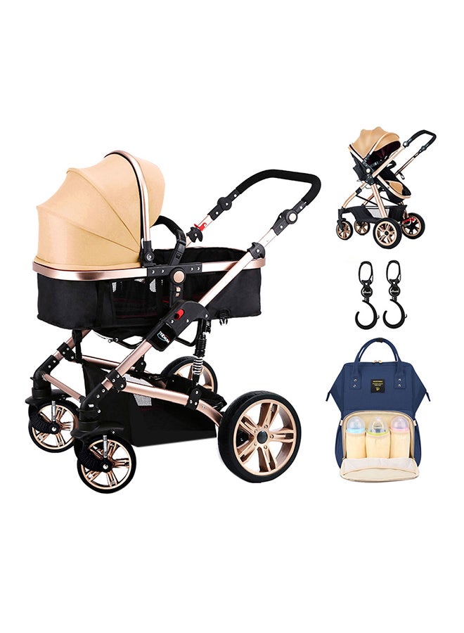 3 In 1 Stroller With Sunveno Diaper Bag And Hooks Multicolour