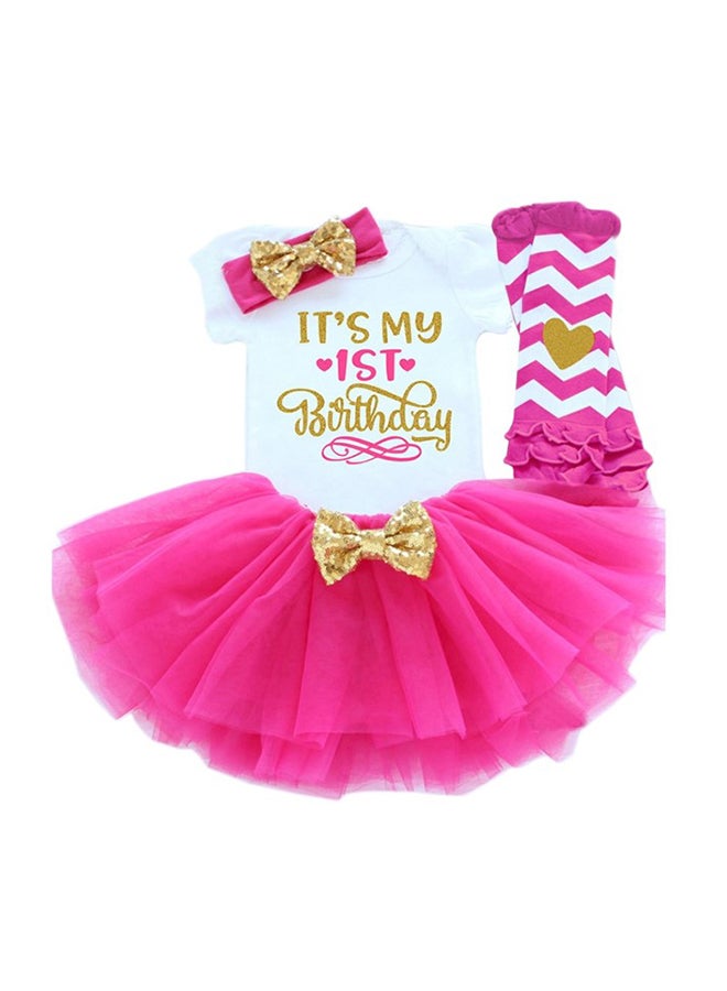 First Birthday Party Baby Girl Dress Hot Pink