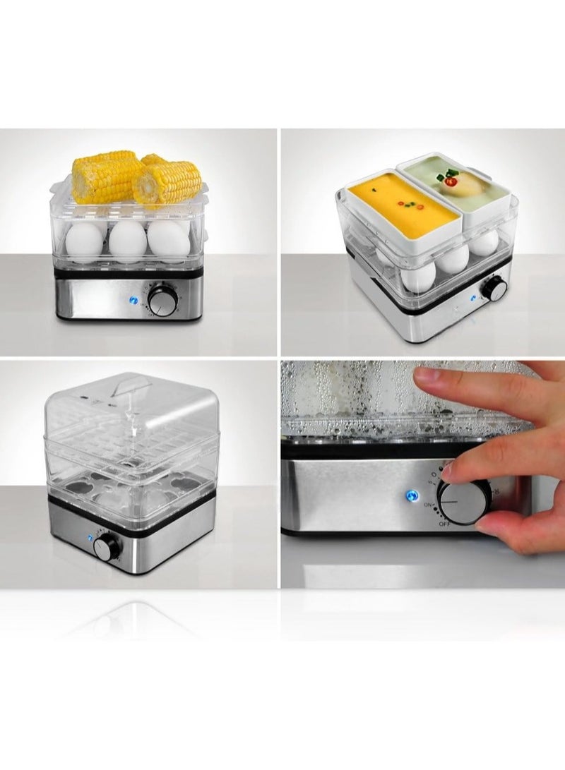 Egg Cooker Electric 12 Eggs Capacity, Soft, Medium, Hard Boiled, Poacher, Omelet Maker Egg Poacher With Auto Shut-Off, BPA Free