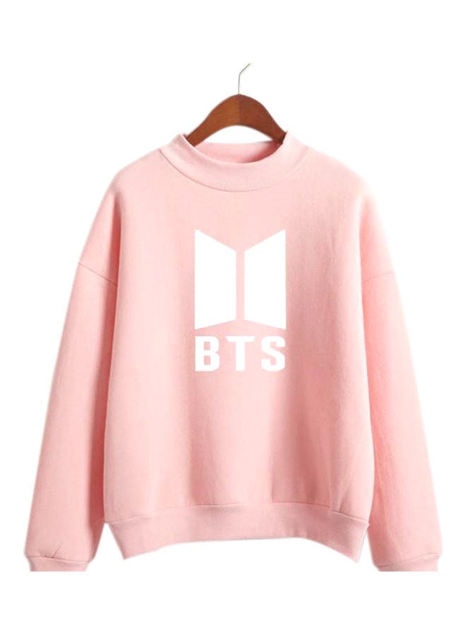 BTS Letters Printed Sweatshirt Pink