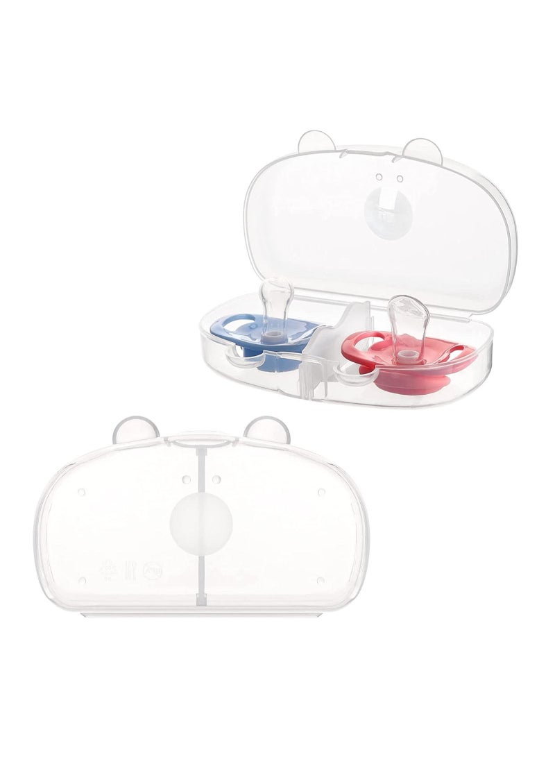 Pacifier Case, Pacifier Container, Baby Pacifier Case for Travel, BPA Free, Can be Used to Carry 2 Pacifiers, Transparent, 2 Pack