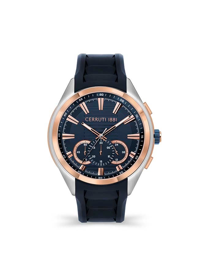 Men's NOGAREDO Round Shape Silicone Strap Analog Wrist Watch 44 mm - Dark Blue - CIWGO2112202