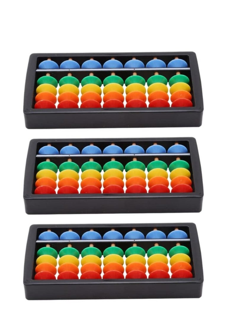 3pcs Chinese Abacus Rainbow Color Column Soroban Vintage Calculator Math Counting Tool Toy for Students Kid