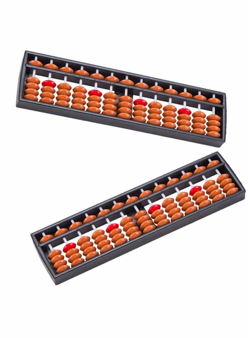 2pcs Vintage Wooden Abacus 13 Rods Wood Soroban with Reset Button Chinese Japanese Calculator Counting Tool for Kid Educational Brain Teaser Toys Gift Brown