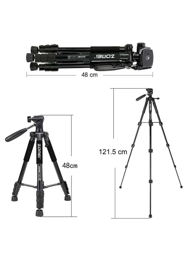 Travel Tripod With Quick Release Plate For Canon Nikon Sony DSLR Smartphone Black