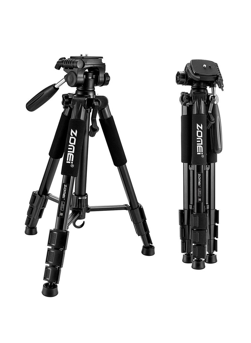 Travel Tripod With Quick Release Plate For Canon Nikon Sony DSLR Smartphone Black