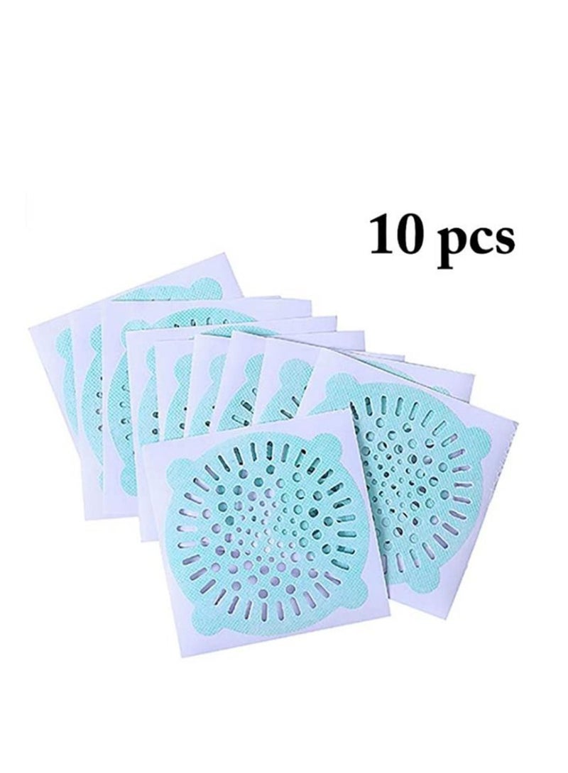 10 pcs Disposable Shower Drain Strainer Bathtub Sink Stopper Hair Trap Catcher Sticker Strainers Protectors Cover for Floor Laundry Kitchen Bathroom