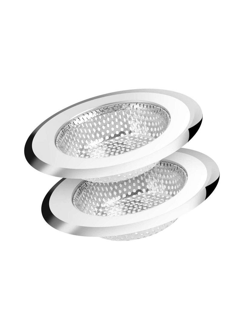 2 Pack Stainless Steel Rust Proof Sink Drain Strainer, Large Wide Rim Fine Mesh Anti-Clogging Screen 4.5 inch