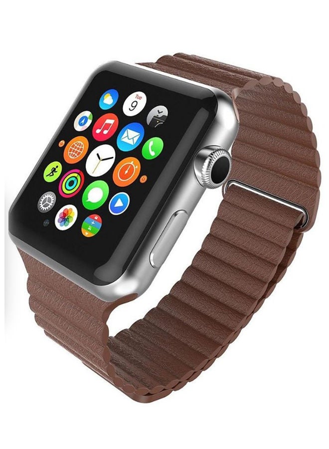 Smartwatch Band With Screen Protector For Apple Watch Series 3 42 mm Brown
