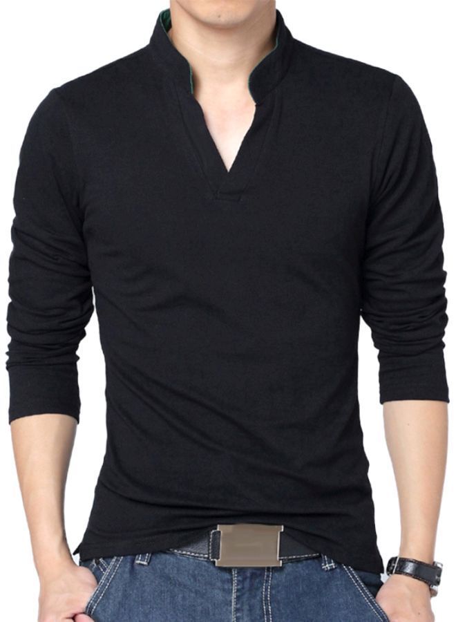 Solid Long Sleeves T-Shirt Black