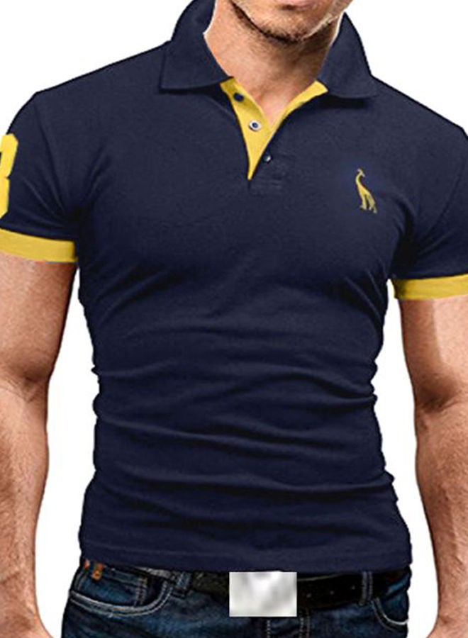 Fawn Logo Embroidered Polo Navy/Yellow