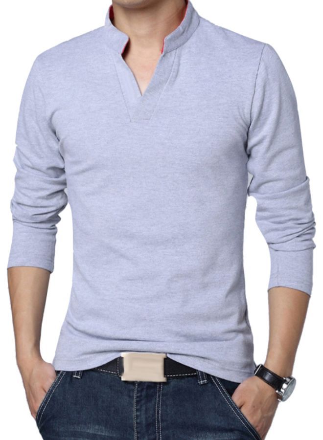 Solid Long Sleeves T-Shirt Grey