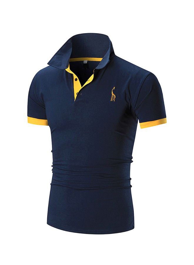 Fawn Logo Embroidered Polo Navy/Yellow