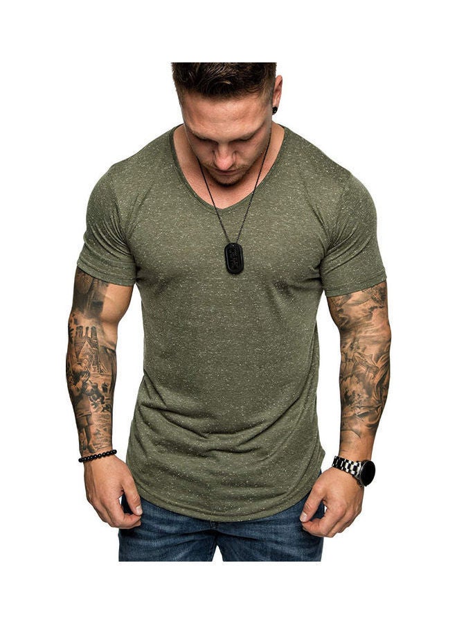 Solid Cotton T-Shirt Army Green