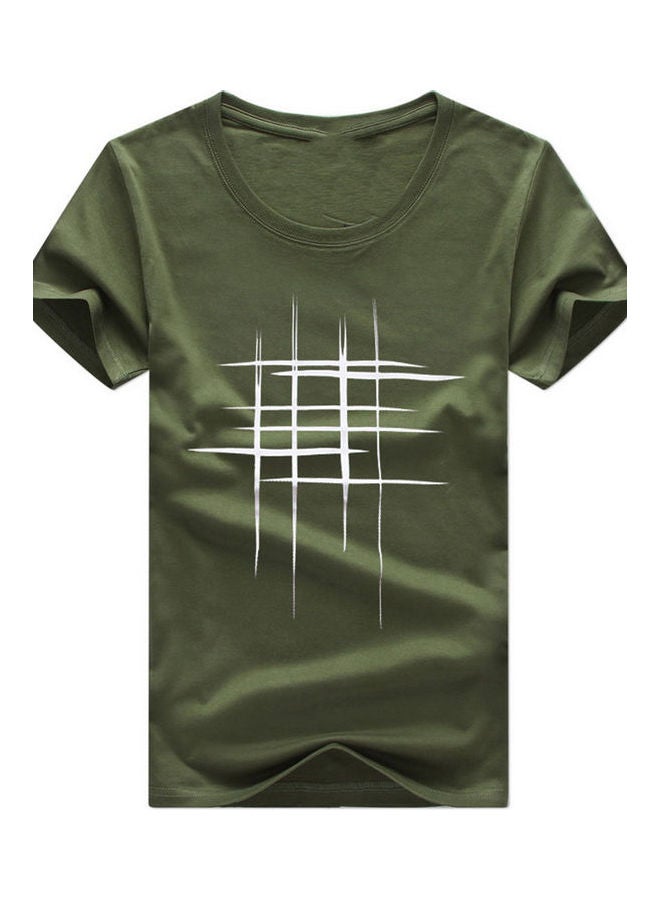 Line Cross Printed T-Shirt Green/White